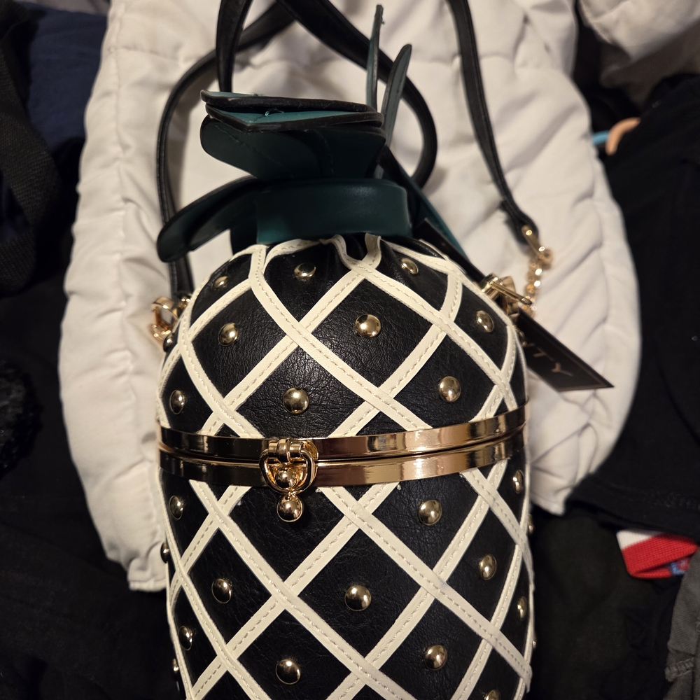 Chic Black and White Studded Mini Bag